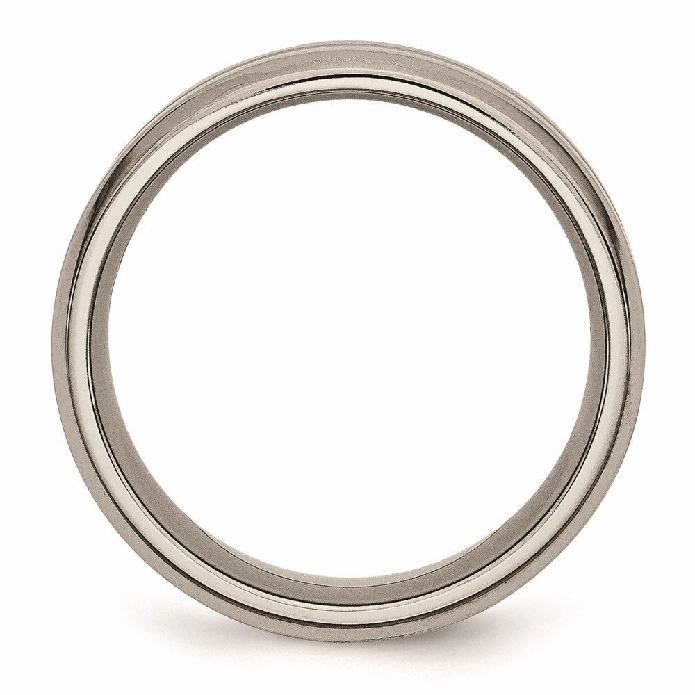 Titanium Grooved Beveled Edge 8mm Brushed and Polished Band | TB171