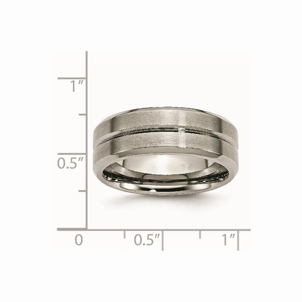 Titanium Grooved Beveled Edge 8mm Brushed and Polished Band | TB171