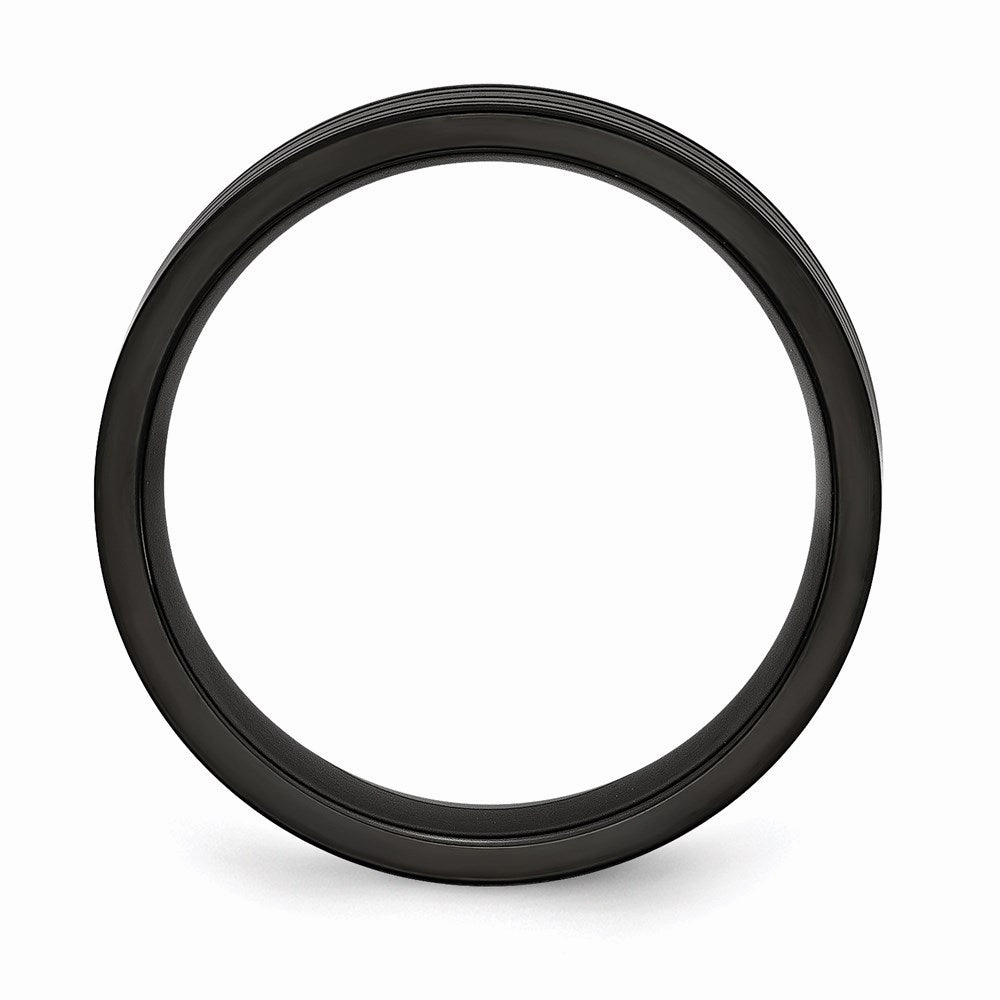 Titanium Grooved Black IP-plated 6mm Brushed and Polished Band | TB365