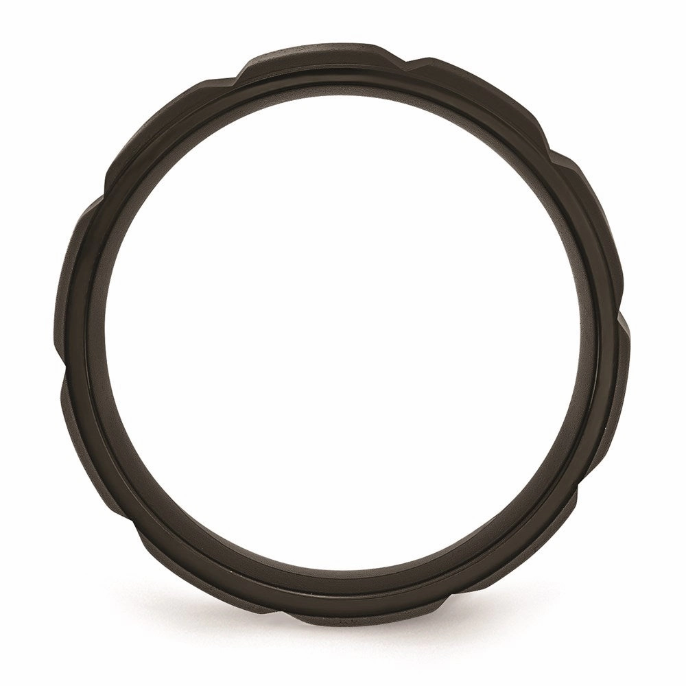 Titanium Grooved Black IP-plated 8mm Brushed and Polished Band | TB356