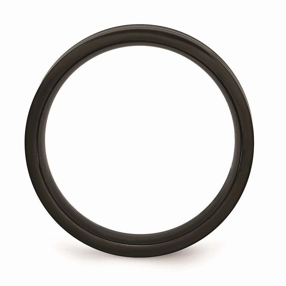 Titanium Grooved Black IP-plated 8mm Brushed and Polished Band | TB366