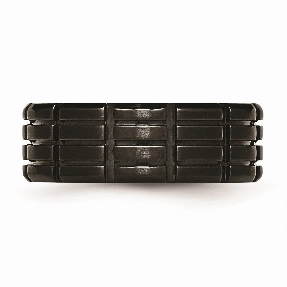 Titanium Grooved Black IP-plated 8mm Brushed Band | TB315