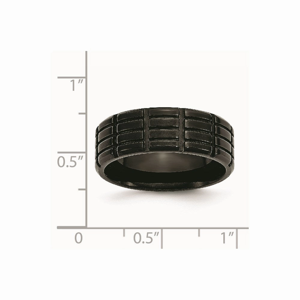 Titanium Grooved Black IP-plated 8mm Brushed Band | TB315