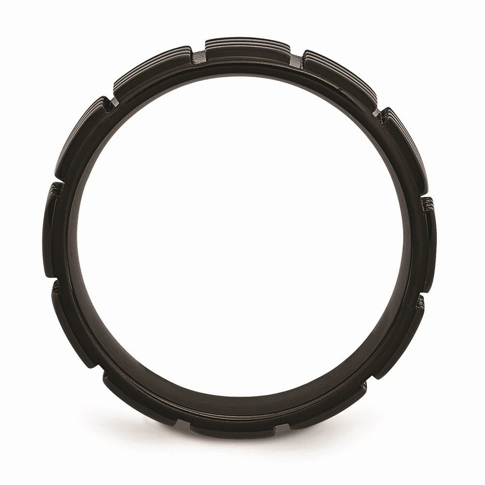 Titanium Grooved Black IP-plated 8mm Brushed Band | TB315