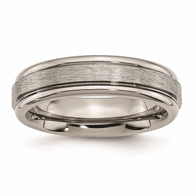 Titanium Grooved Edge 6mm Brushed and Polished Band | TB14