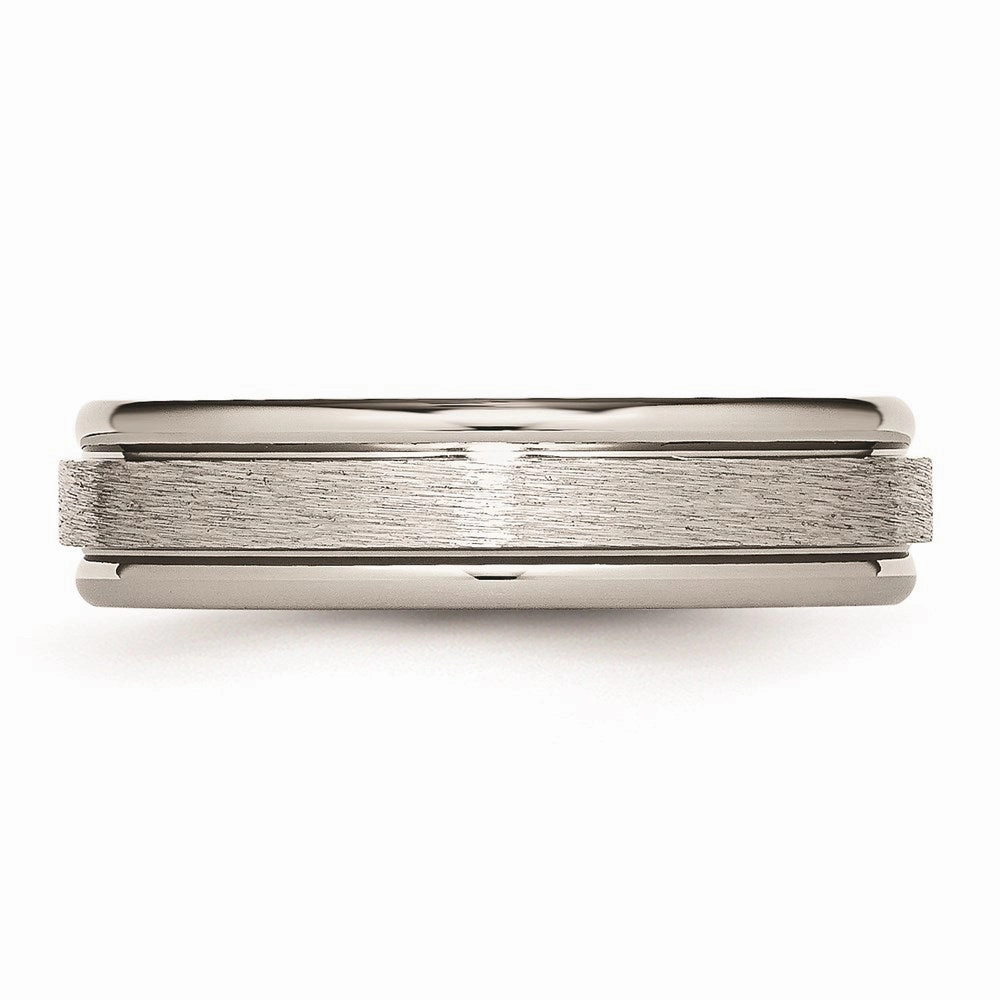 Titanium Grooved Edge 6mm Brushed and Polished Band | TB14