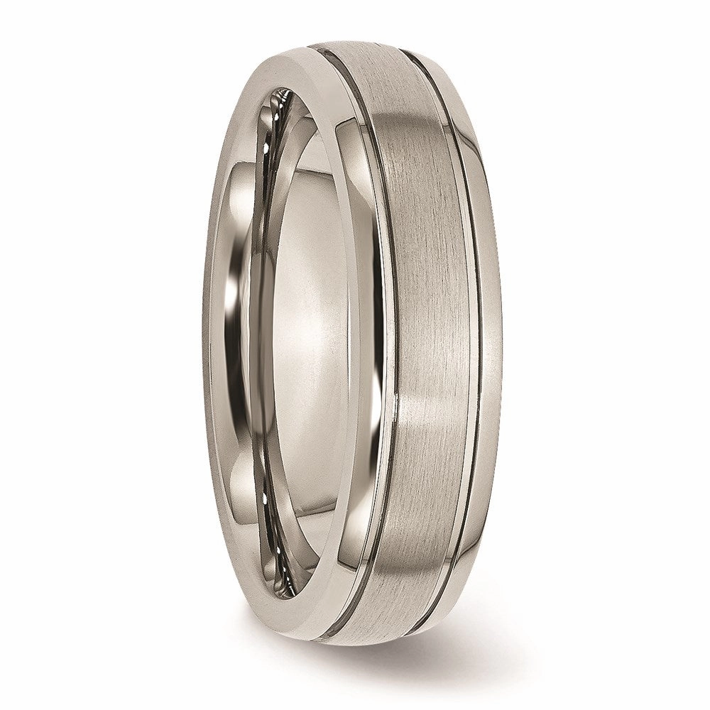 Titanium Grooved Edge 6mm Brushed and Polished Band | TB27