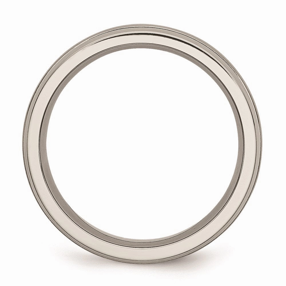 Titanium Grooved Edge 6mm Brushed and Polished Band | TB27