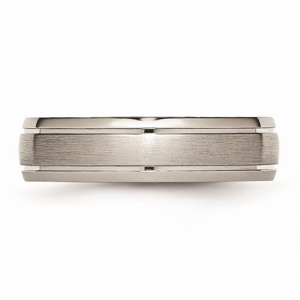Titanium Grooved Edge 6mm Brushed and Polished Band | TB27