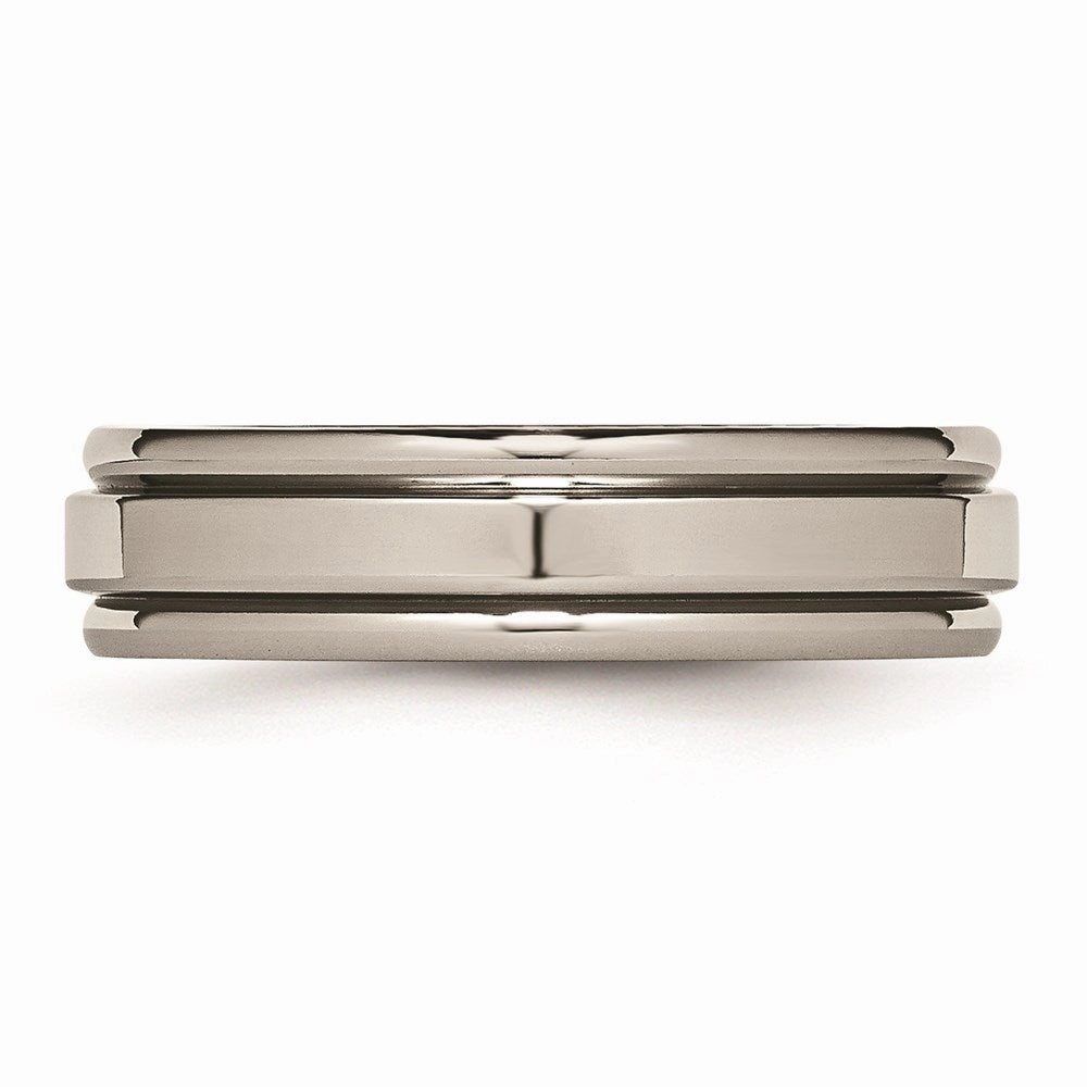 Titanium Grooved Edge 6mm Polished Band | TB39