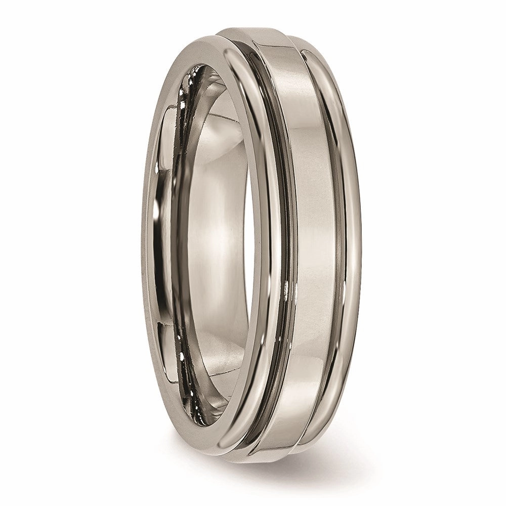 Titanium Grooved Edge 6mm Polished Band | TB39