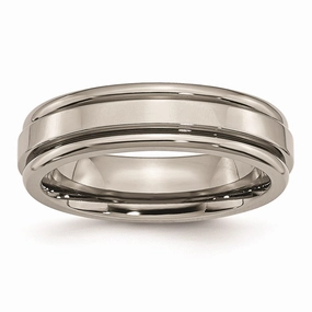 Titanium Grooved Edge 6mm Polished Band | TB39