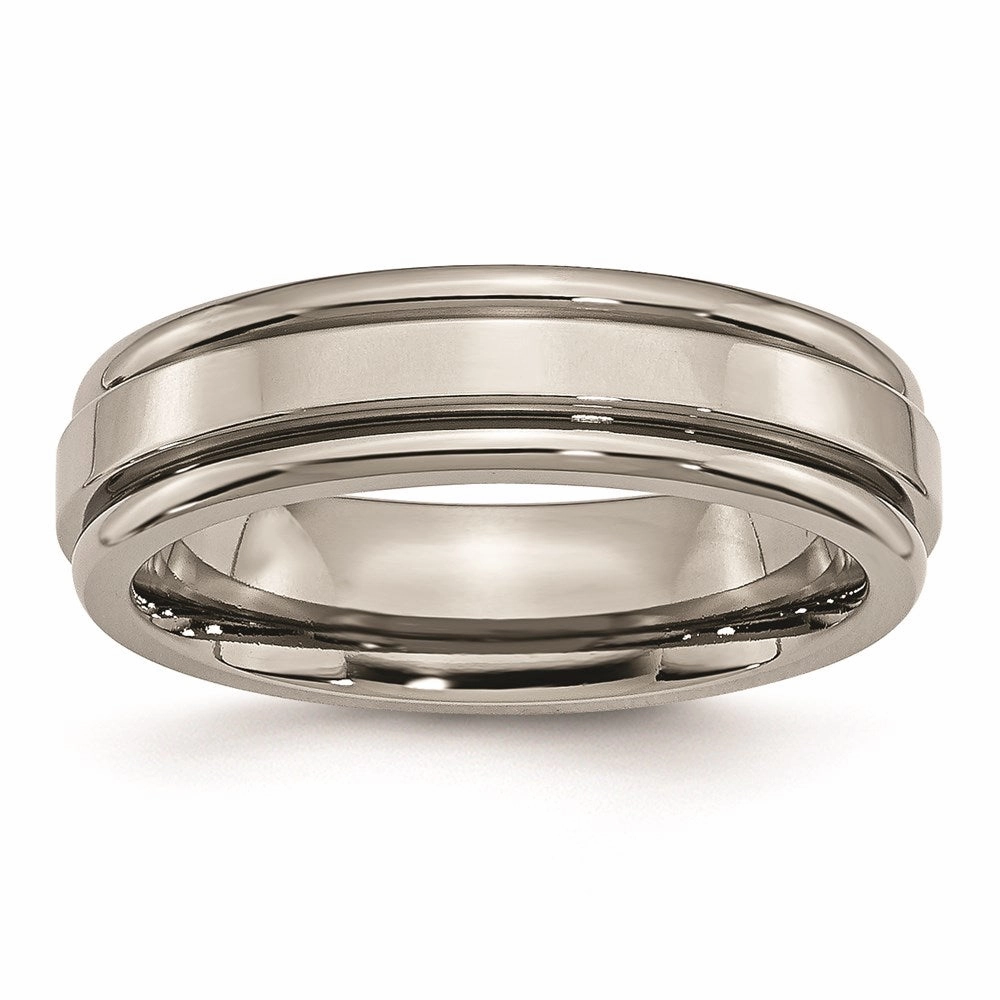 Titanium Grooved Edge 6mm Polished Band | TB39