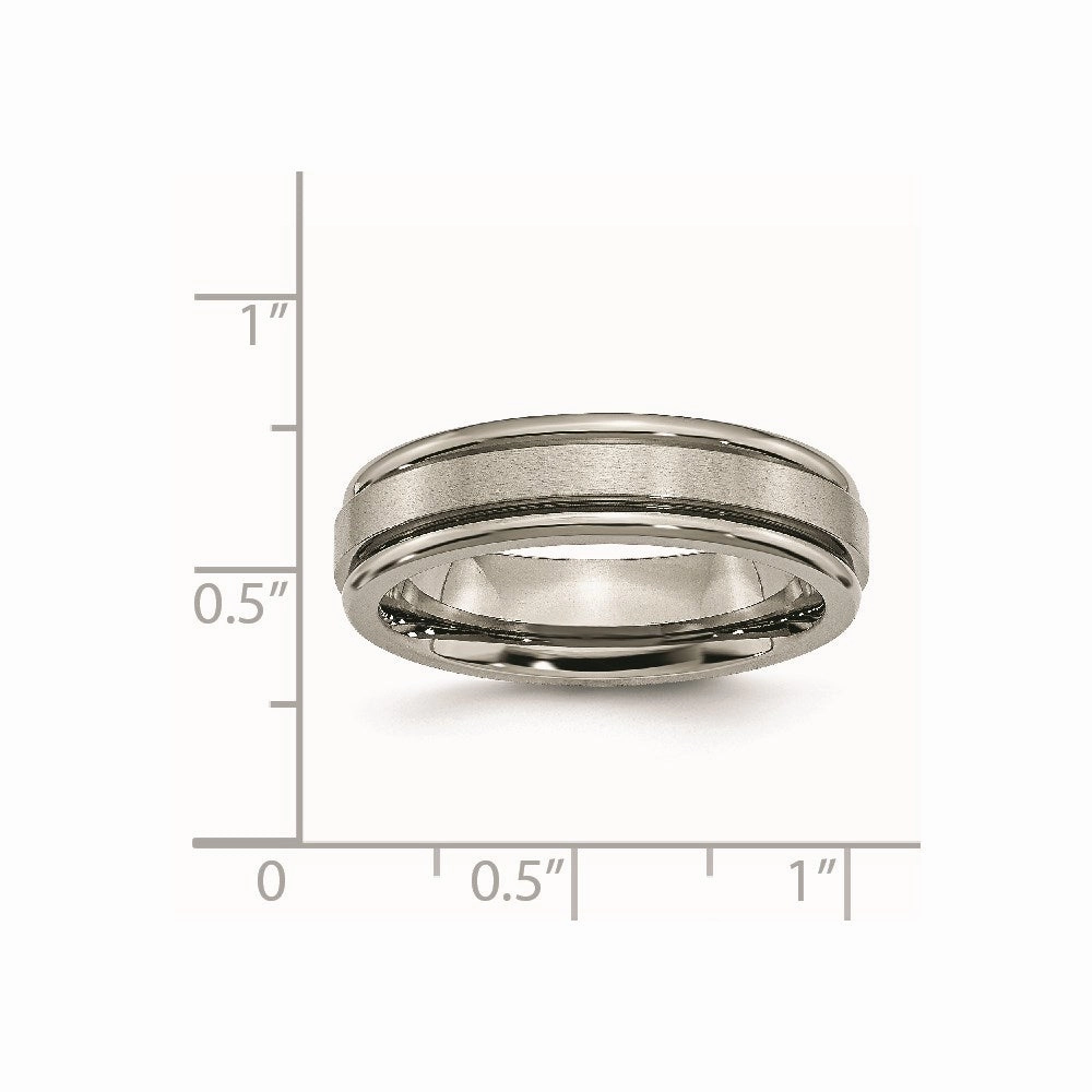 Titanium Grooved Edge 6mm Satin and Polished Band | TB41