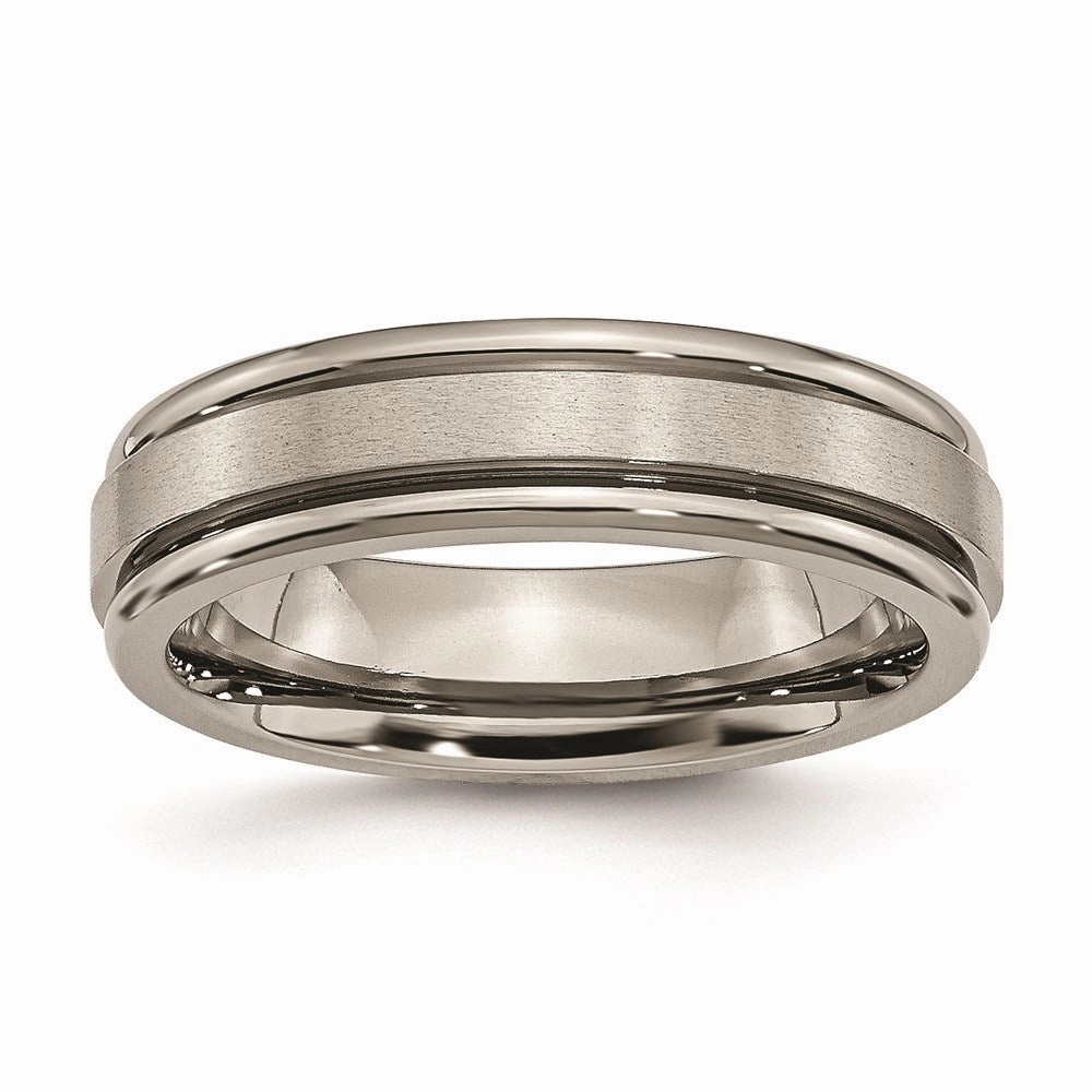 Titanium Grooved Edge 6mm Satin and Polished Band | TB41
