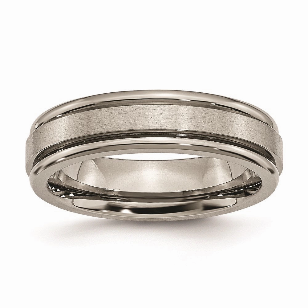 Titanium Grooved Edge 6mm Satin and Polished Band | TB41