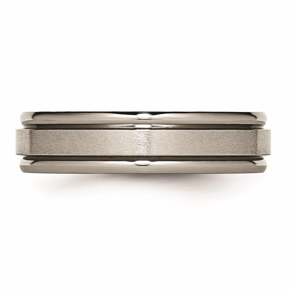 Titanium Grooved Edge 6mm Satin and Polished Band | TB41