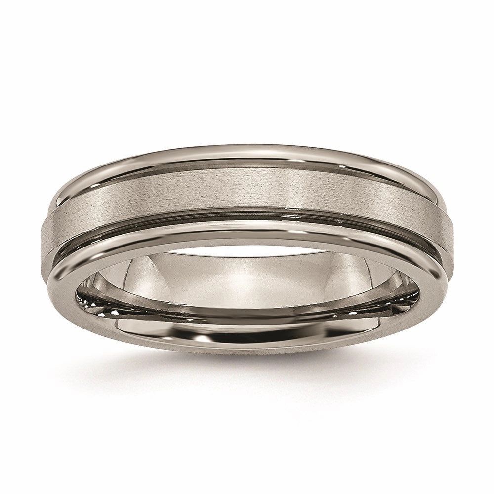 Titanium Grooved Edge 6mm Satin and Polished Band | TB41