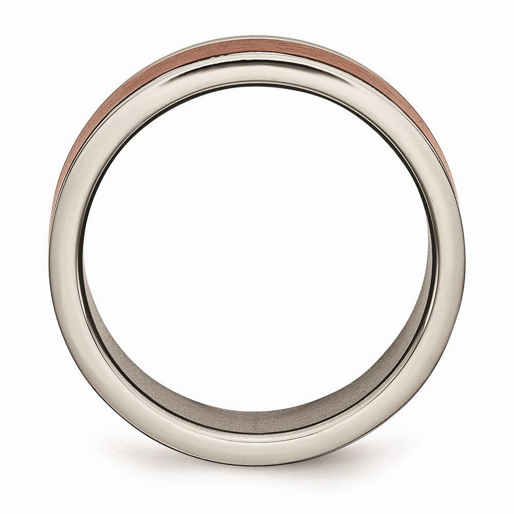 Titanium Grooved Edge 8mm Brown IP-plated Brushed/Polished Band | TB314