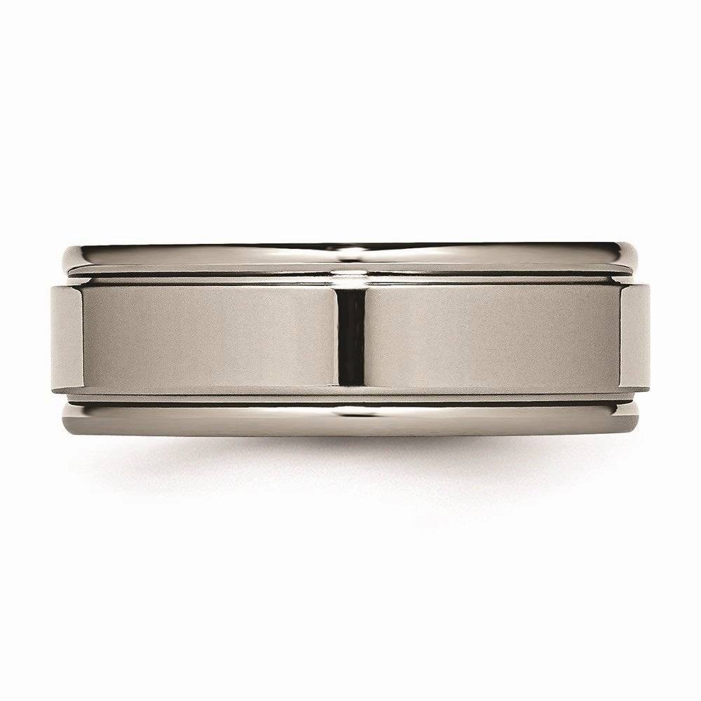 Titanium Grooved Edge 8mm Polished Band | TB40