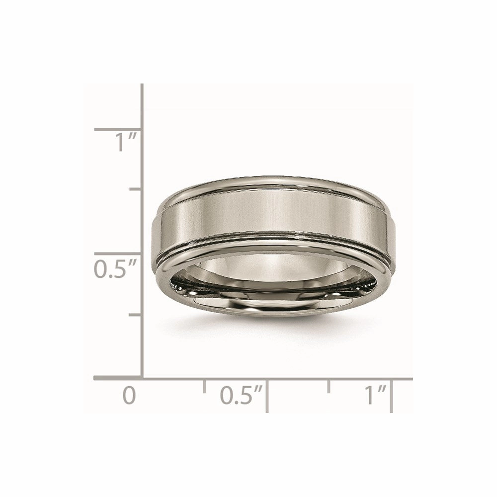 Titanium Grooved Edge 8mm Polished Band | TB40