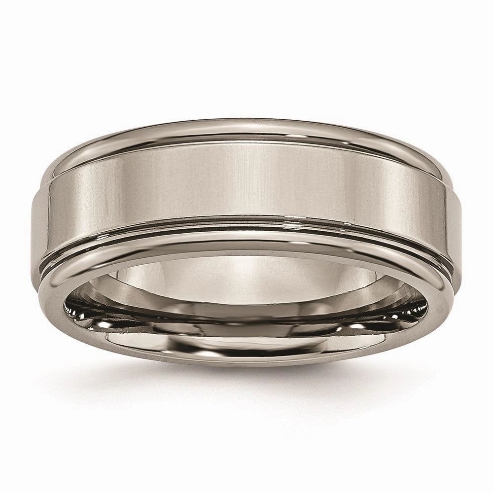Titanium Grooved Edge 8mm Polished Band | TB40