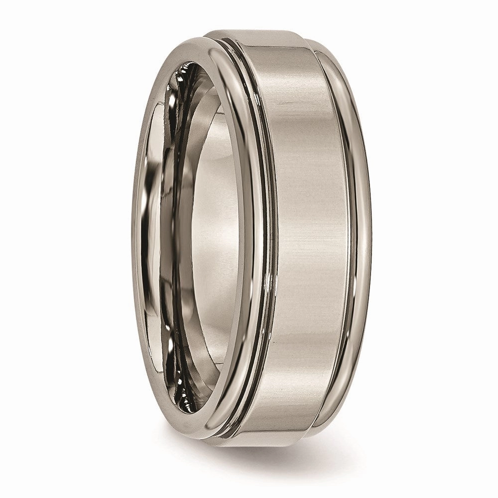 Titanium Grooved Edge 8mm Polished Band | TB40