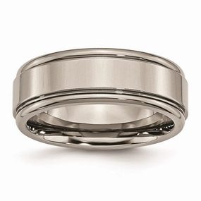 Titanium Grooved Edge 8mm Polished Band | TB40