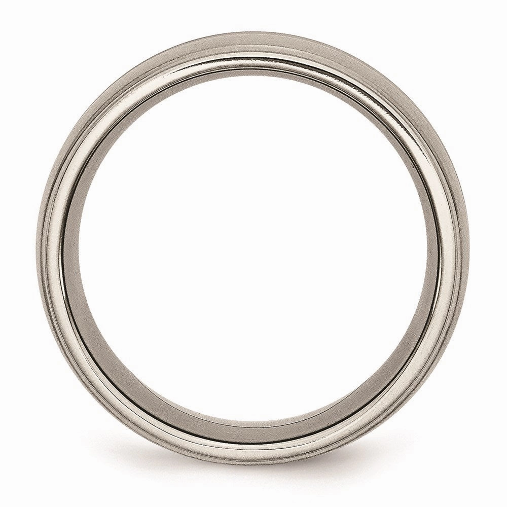 Titanium Grooved Ridged Edge 10mm Brushed and Polished Band | TB137