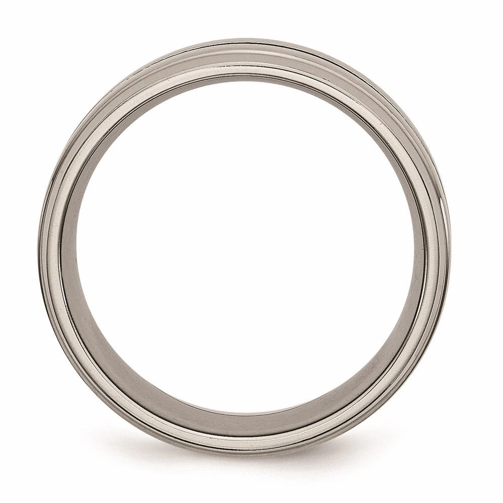 Titanium Grooved Ridged Edge 8mm Brushed and Polished Band | TB15