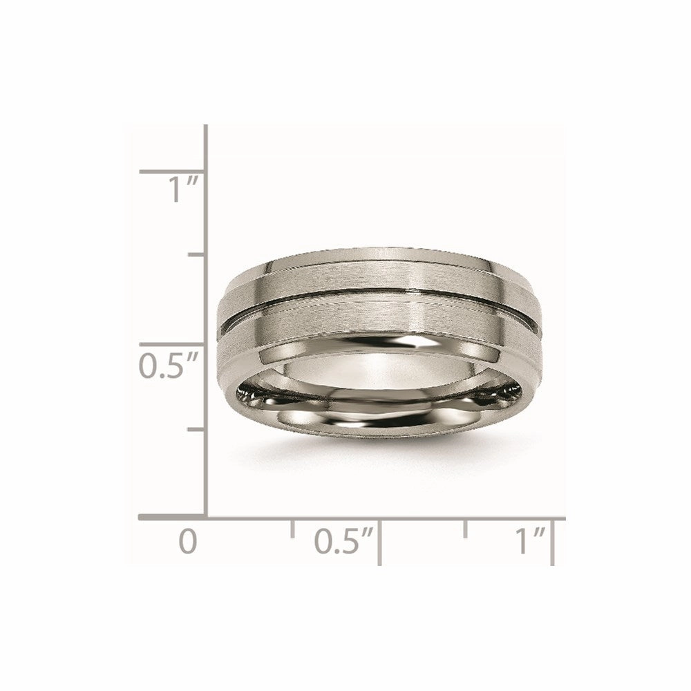 Titanium Grooved Ridged Edge 8mm Brushed and Polished Band | TB15