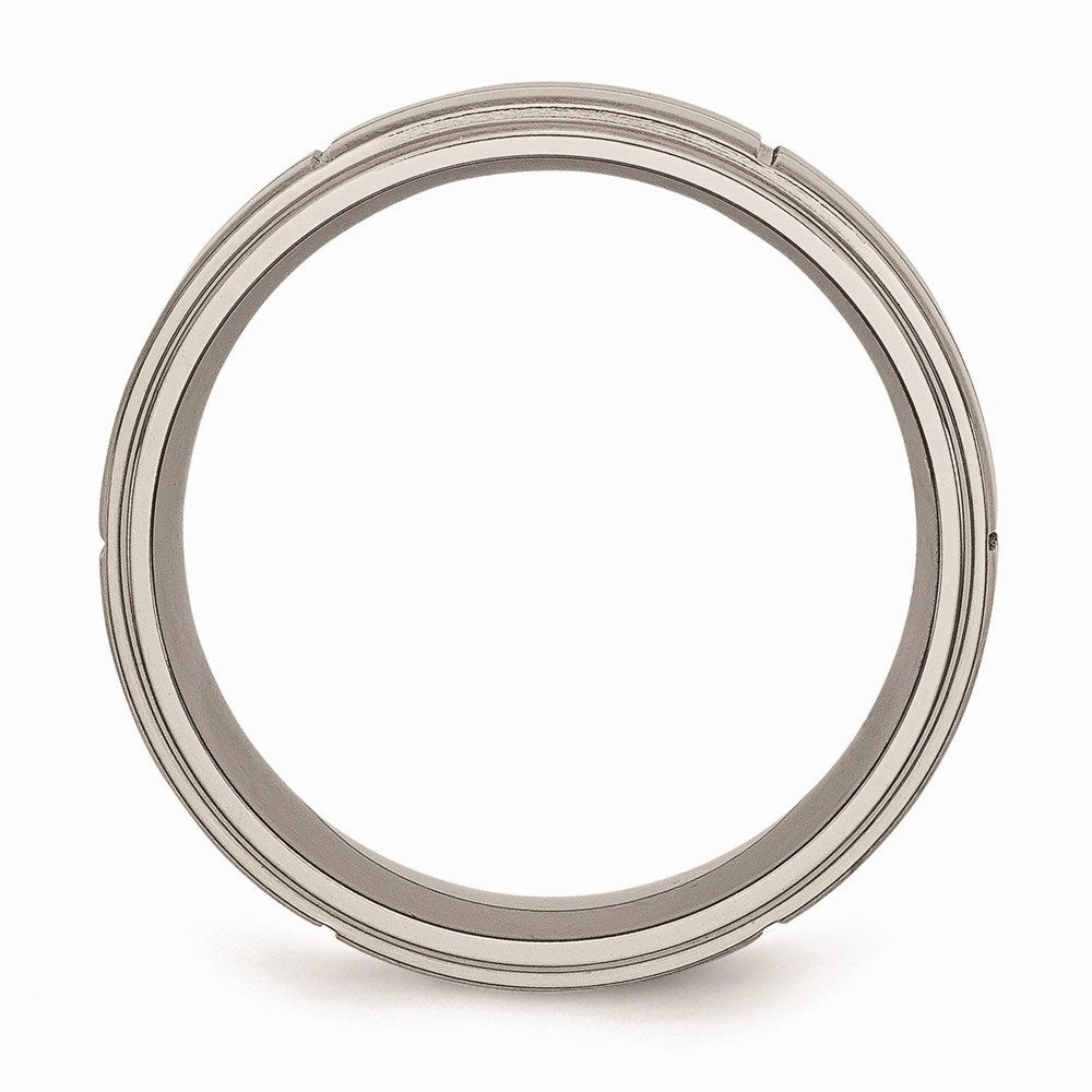 Titanium Grooved Ridged Edge 8mm Satin and Polished Band | TB187