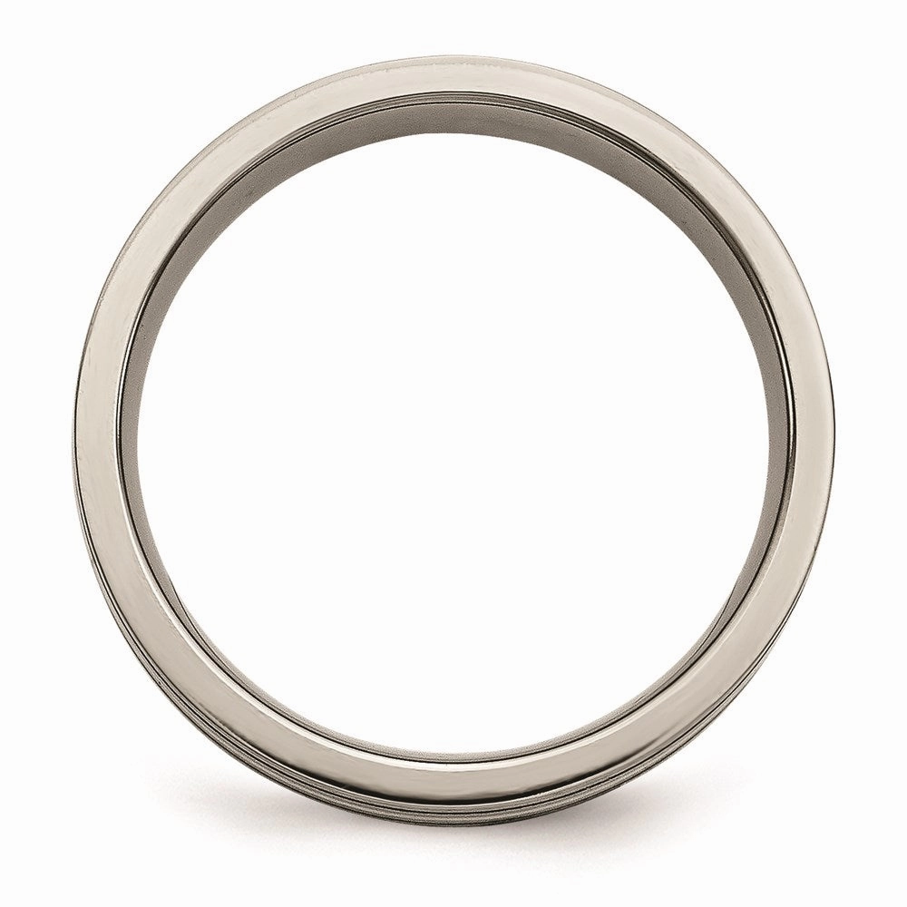 Titanium Grooved Sterling Silver Inlay 6mm Brushed Band | TB371
