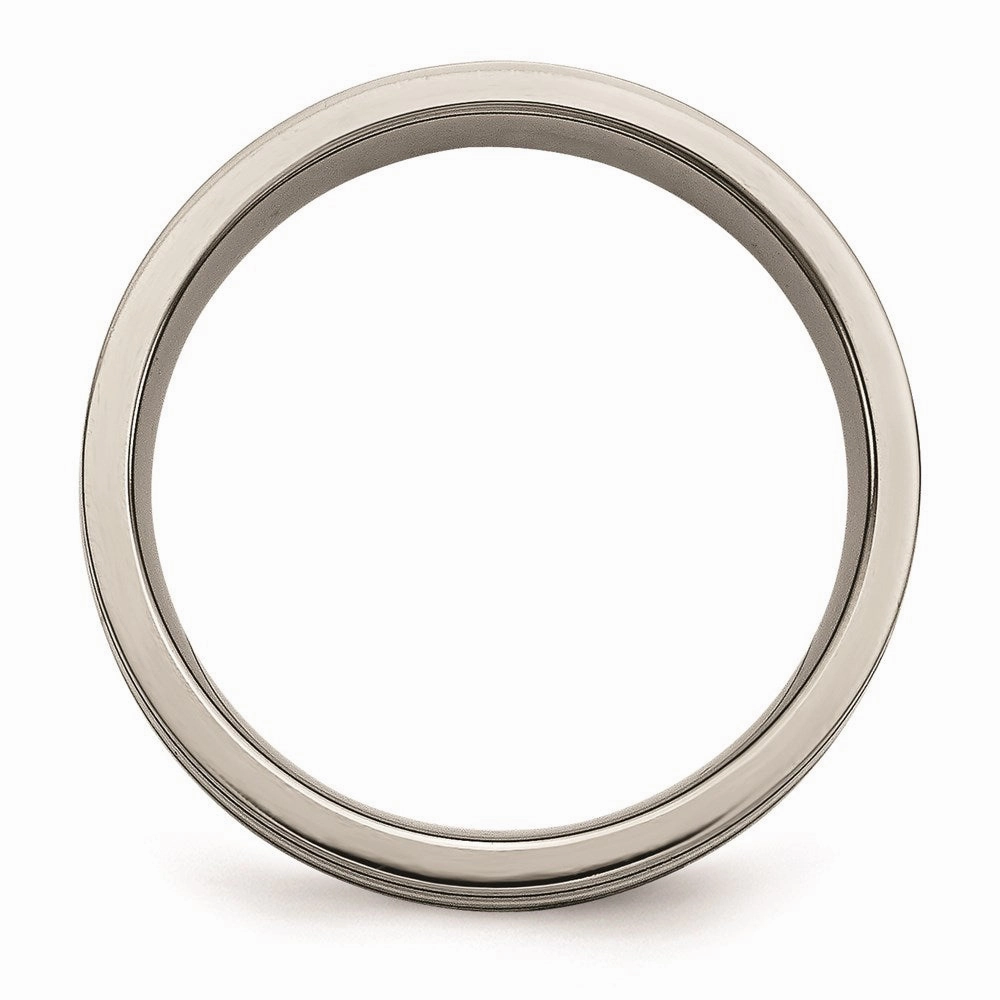 Titanium Grooved Sterling Silver Inlay 6mm Brushed Band | TB371