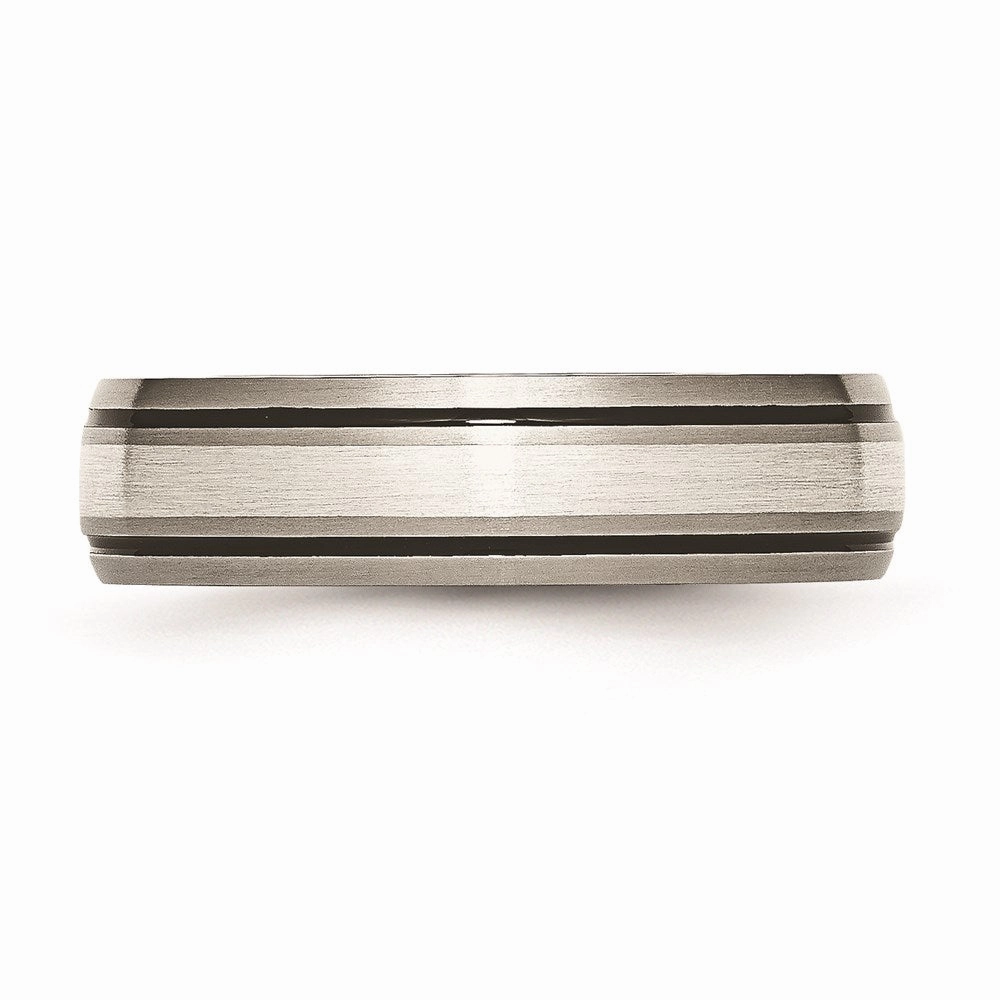 Titanium Grooved Sterling Silver Inlay 6mm Brushed/Polished Band | TB17
