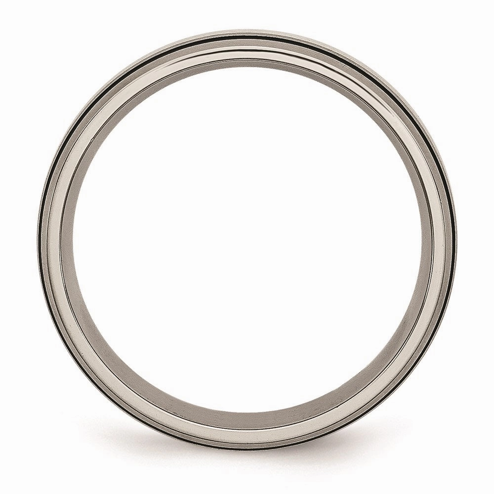 Titanium Grooved Sterling Silver Inlay 6mm Brushed/Polished Band | TB17