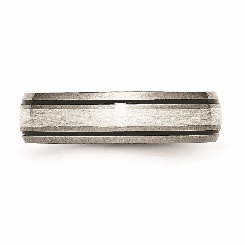 Titanium Grooved Sterling Silver Inlay 6mm Brushed/Polished Band | TB17