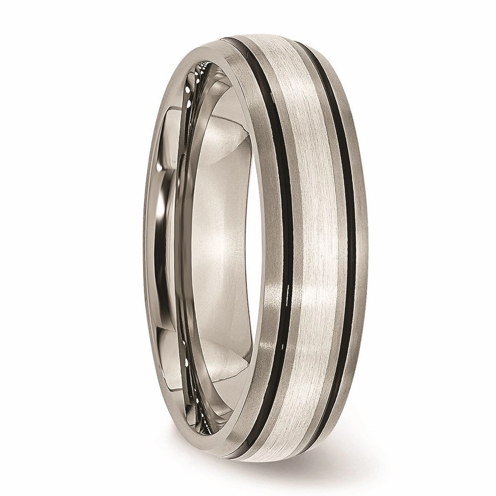 Titanium Grooved Sterling Silver Inlay 6mm Brushed/Polished Band | TB17