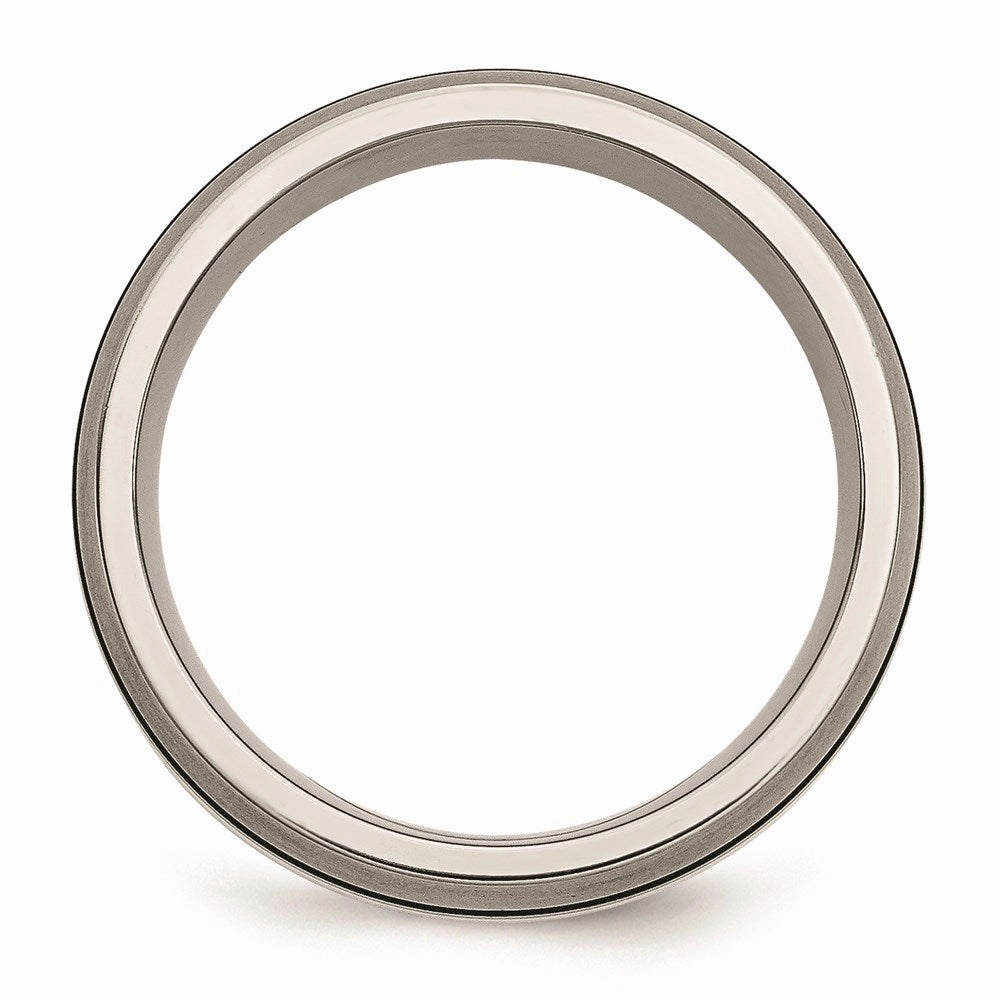 Titanium Grooved Sterling Silver Inlay 8mm Brushed/Antiqued Band | TB85