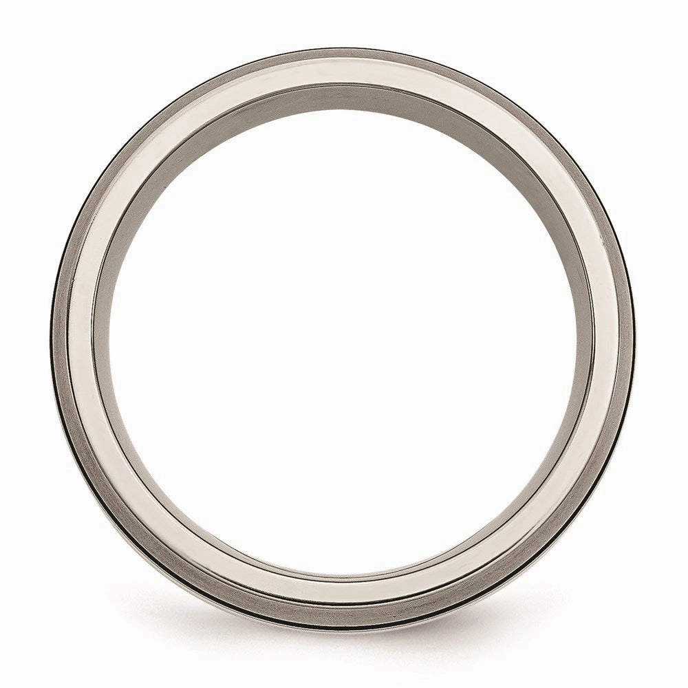 Titanium Grooved Sterling Silver Inlay 8mm Brushed/Antiqued Band | TB85