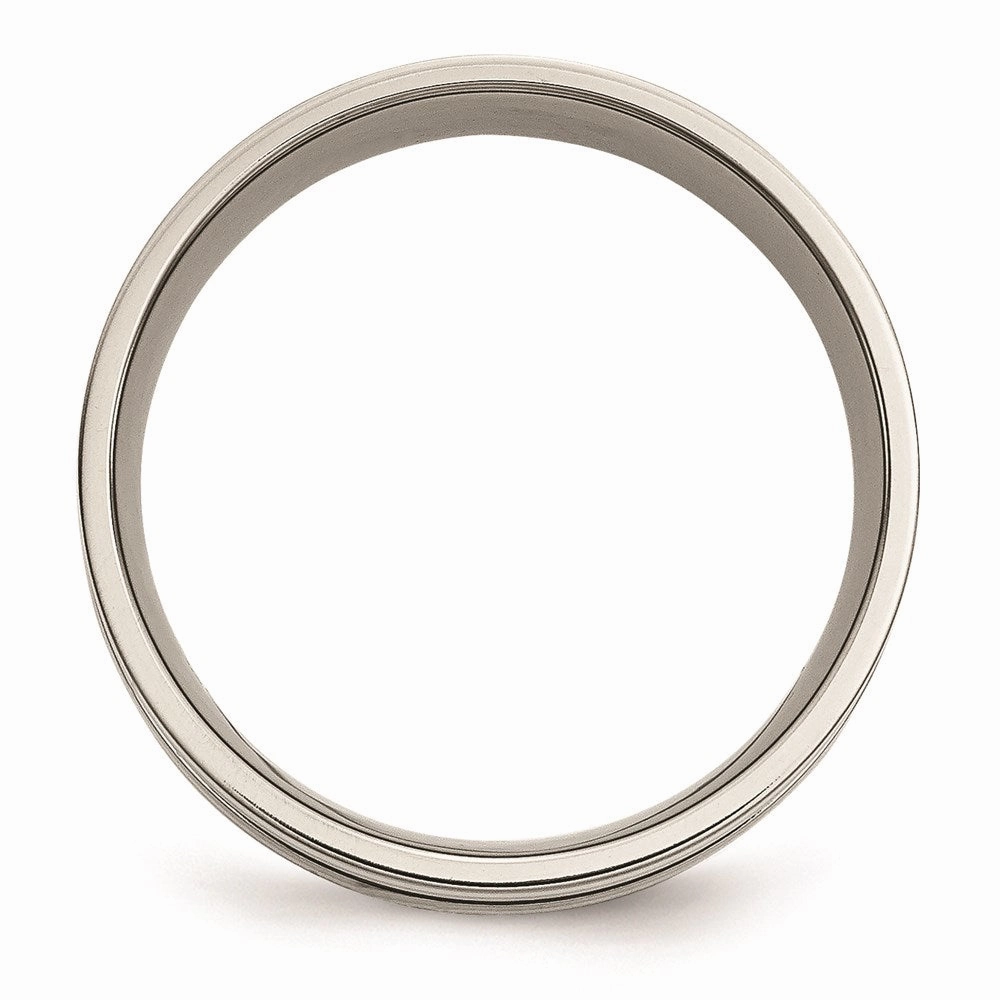 Titanium Grooved Sterling Silver Inlay 8mm Brushed Band | TB215