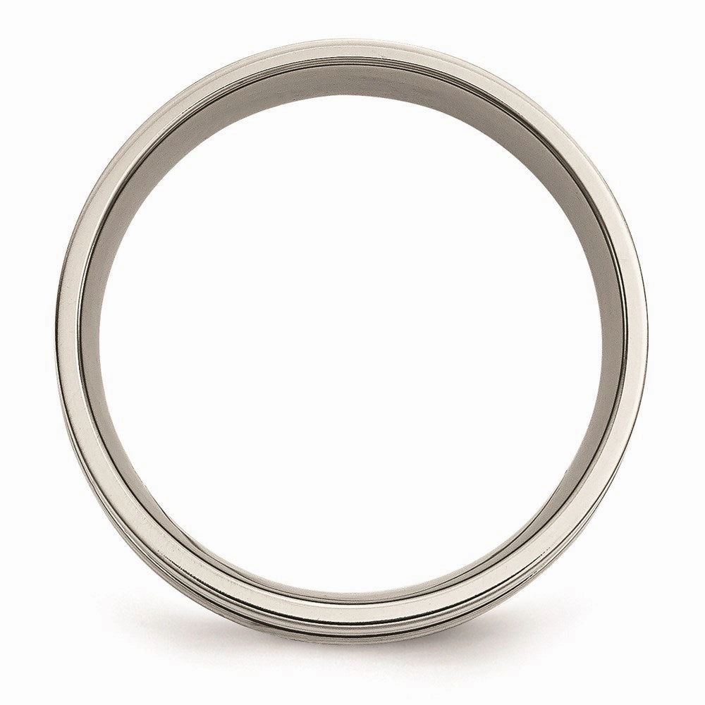 Titanium Grooved Sterling Silver Inlay 8mm Brushed Band | TB215