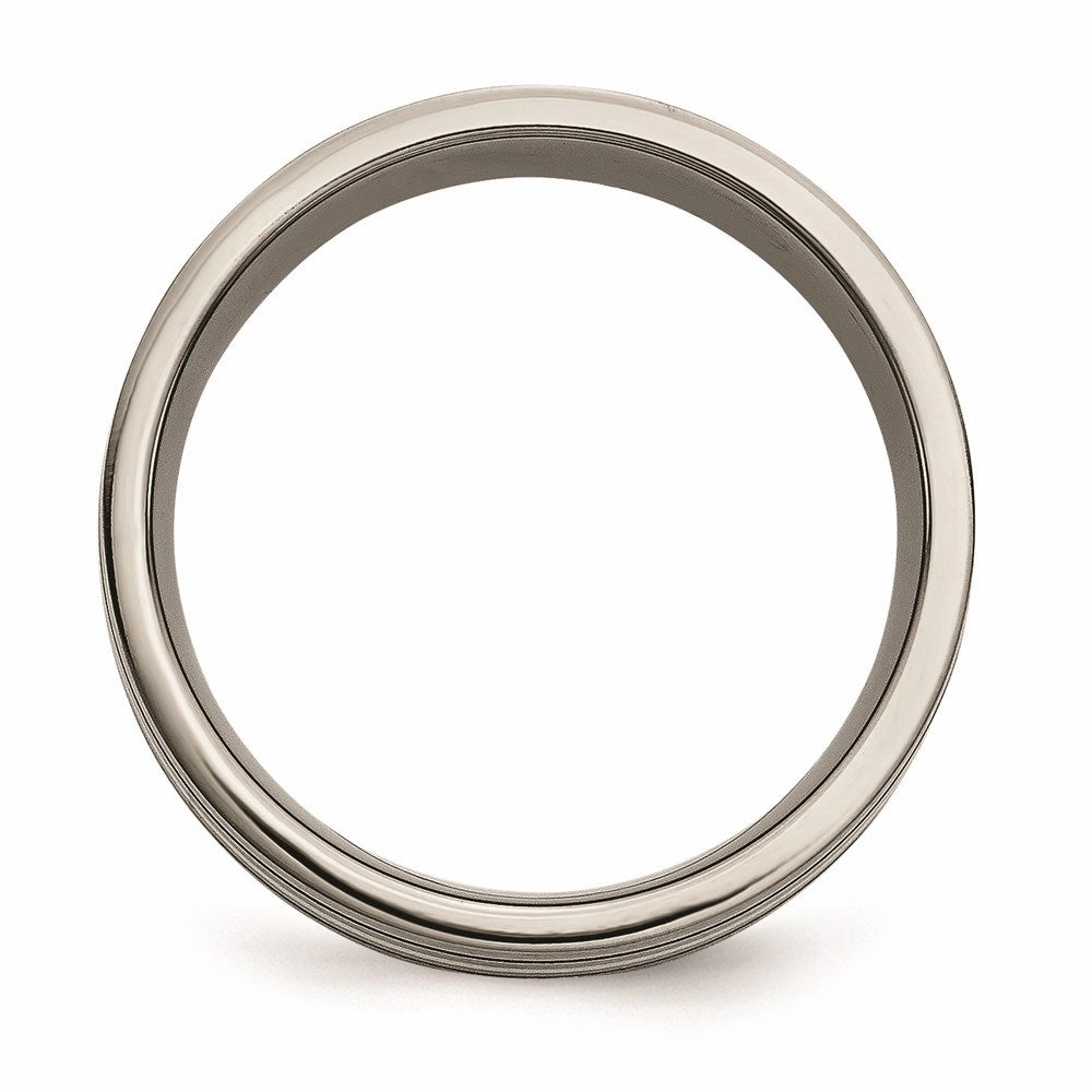 Titanium Grooved Sterling Silver Inlay 8mm Brushed Band | TB372