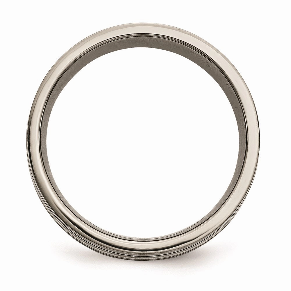 Titanium Grooved Sterling Silver Inlay 8mm Brushed Band | TB372