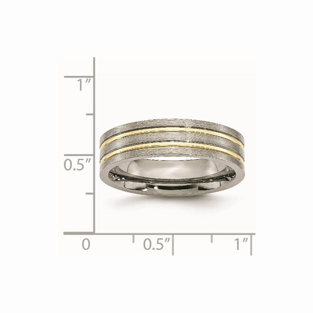 Titanium Grooved Yellow IP-plated 6mm Brushed & Polished Band | TB361