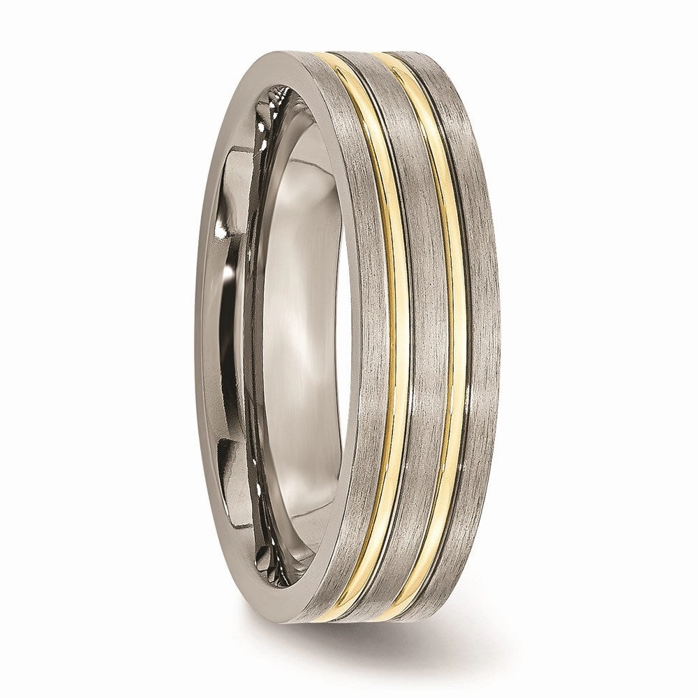 Titanium Grooved Yellow IP-plated 6mm Brushed & Polished Band | TB361