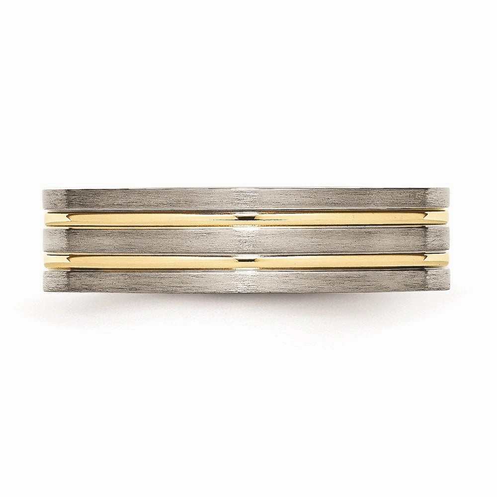 Titanium Grooved Yellow IP-plated 6mm Brushed & Polished Band | TB361