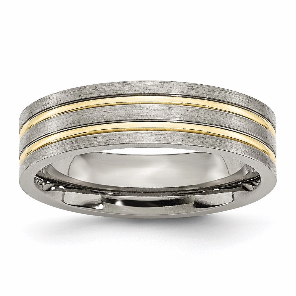 Titanium Grooved Yellow IP-plated 6mm Brushed & Polished Band | TB361
