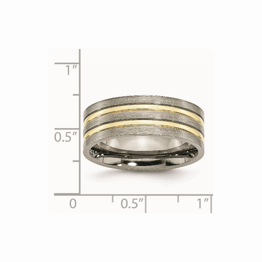 Titanium Grooved Yellow IP-plated 8mm Brushed & Polished Band | TB362