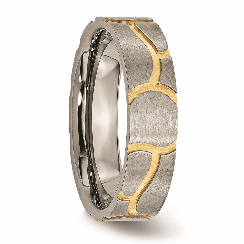 Titanium Grooved Yellow IP-plated Ladies 6mm Brushed Band | TB272